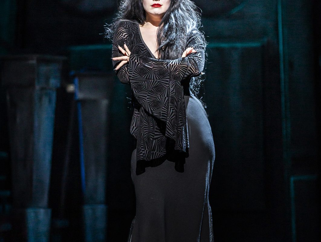 Joanne Clifton as Morticia Addams in THE ADDAMS FAMILY. Credit Pamela Raith